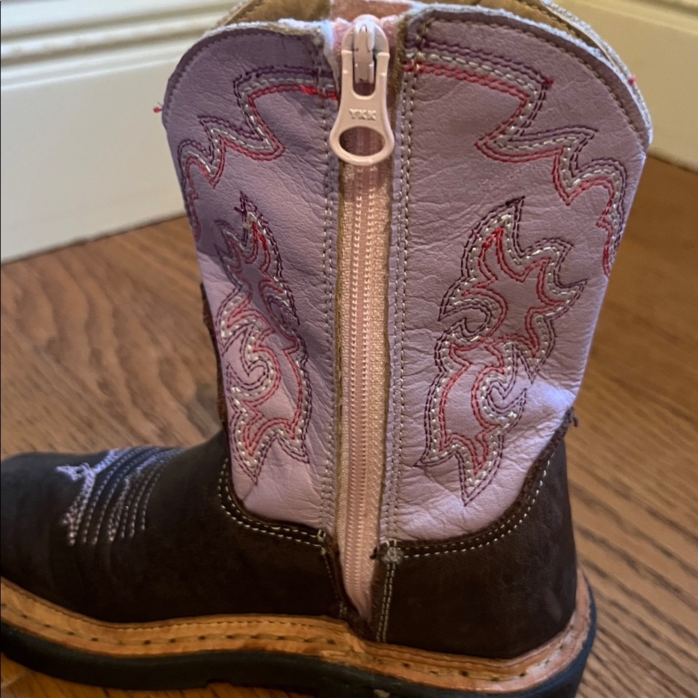 ROPER PINK AND BROWN LEATHER GIRLS WESTERN BOOTS SIZE 7 - Picture 10 of 10